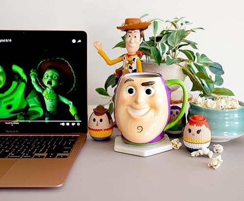 Miniatura 9 de Silver Buffalo Disney - Taza de té (cerámica), diseño de búfalo 3D, Toy Story Buzz, Blanco/Verde