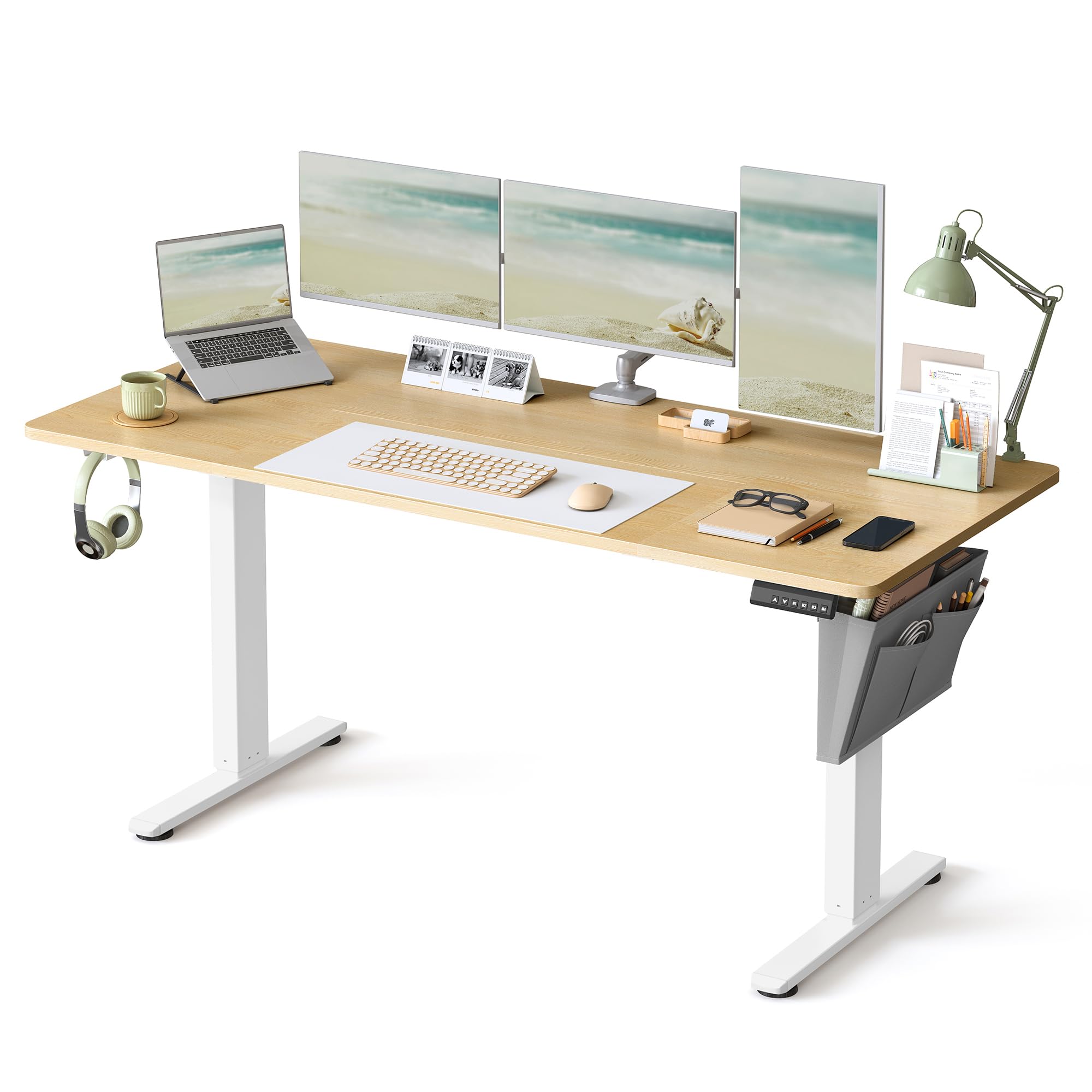 Bureau Assis-Debout Électrique 160 cm contre le Mal de Dos en Télétravail