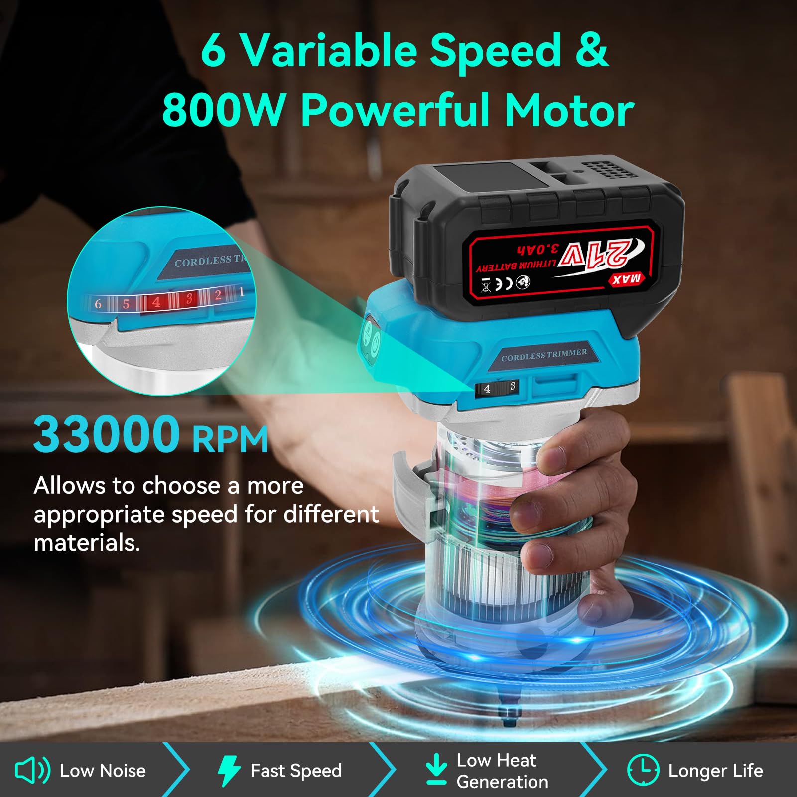 Avhrit Akku Oberfräse 21V - Bürstenlos Mit 2x 4,0Ah Akkus & 15 Fräsern