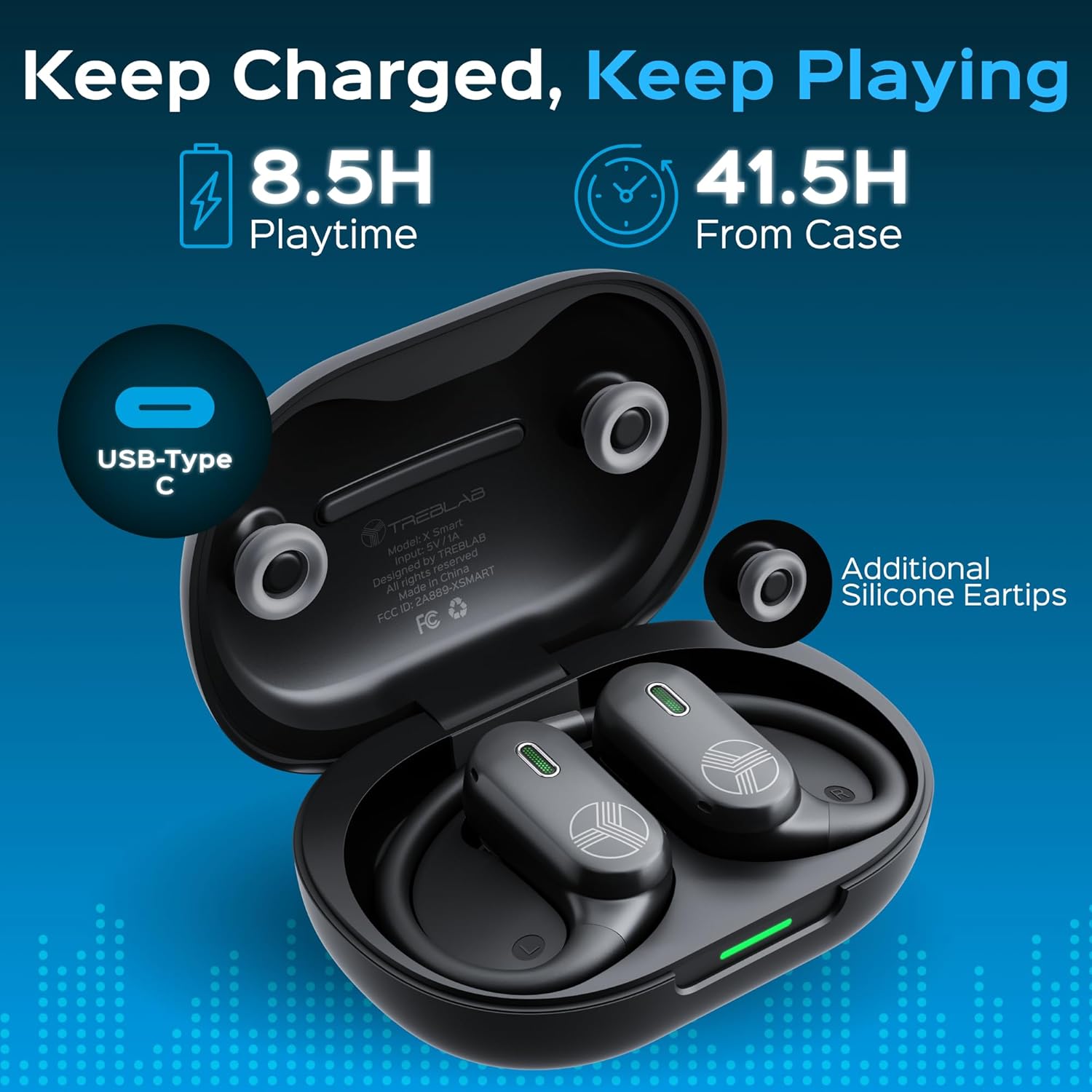 TREBLAB X-Smart AI Wireless Bluetooth Translation Earbuds – Gaming Mode, 4 Mics, Siri/Google Assistant, IPX5 Water Resistant, 65ms Low Latency, Touch Control, 33ft Range, 8H Playtime + Charging Case - Image 6