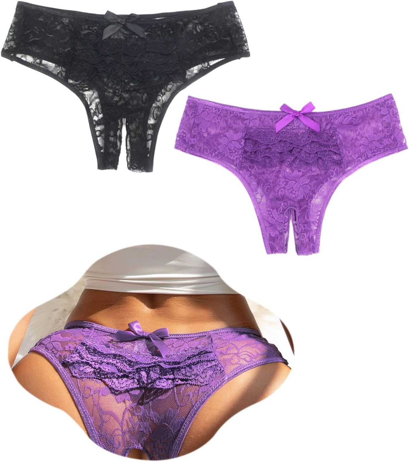 Women Plus Size Cheeky Panties Lace Thongs Panties Sexy Underwear