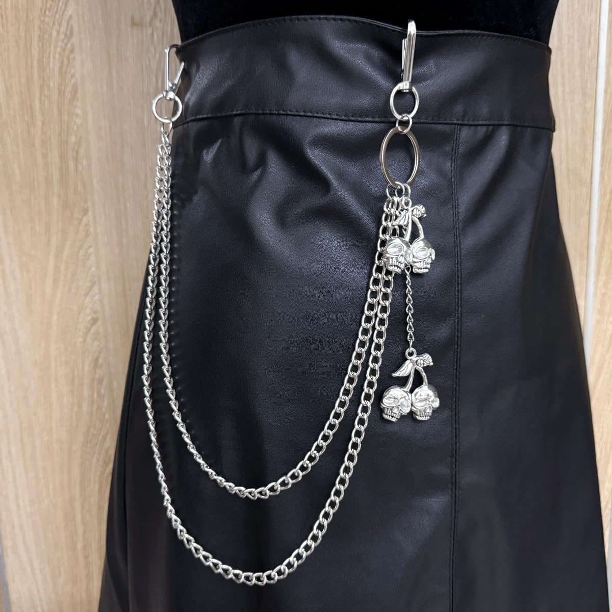 PINKPIN Double-Layer Punk Hip Hop Pants Chain with Skull Pendant - 50cm Gothic Waist Chain for Men & Women (75g) | Edgy Skull Accessory for Jeans & Jackets - Image 4