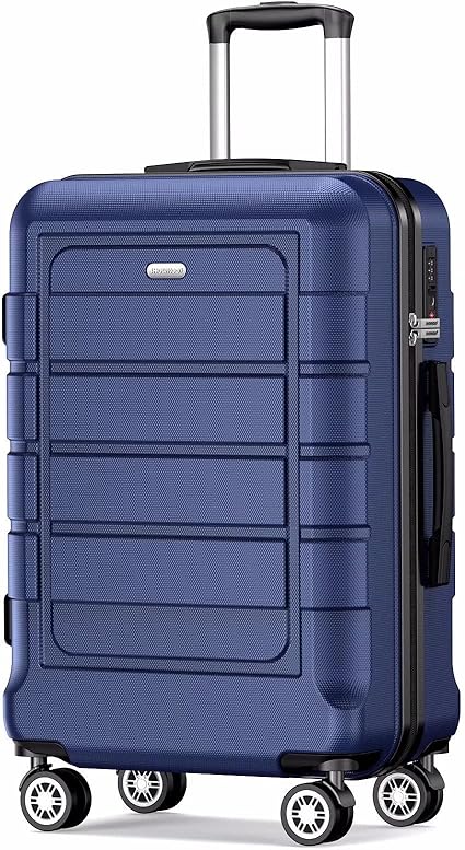 review SHOWKOO Luggage PC+ABS Durable Expandable Hardside Suitcase with Double Spinner Wheels TSA Lock, 24-Inch, Blue