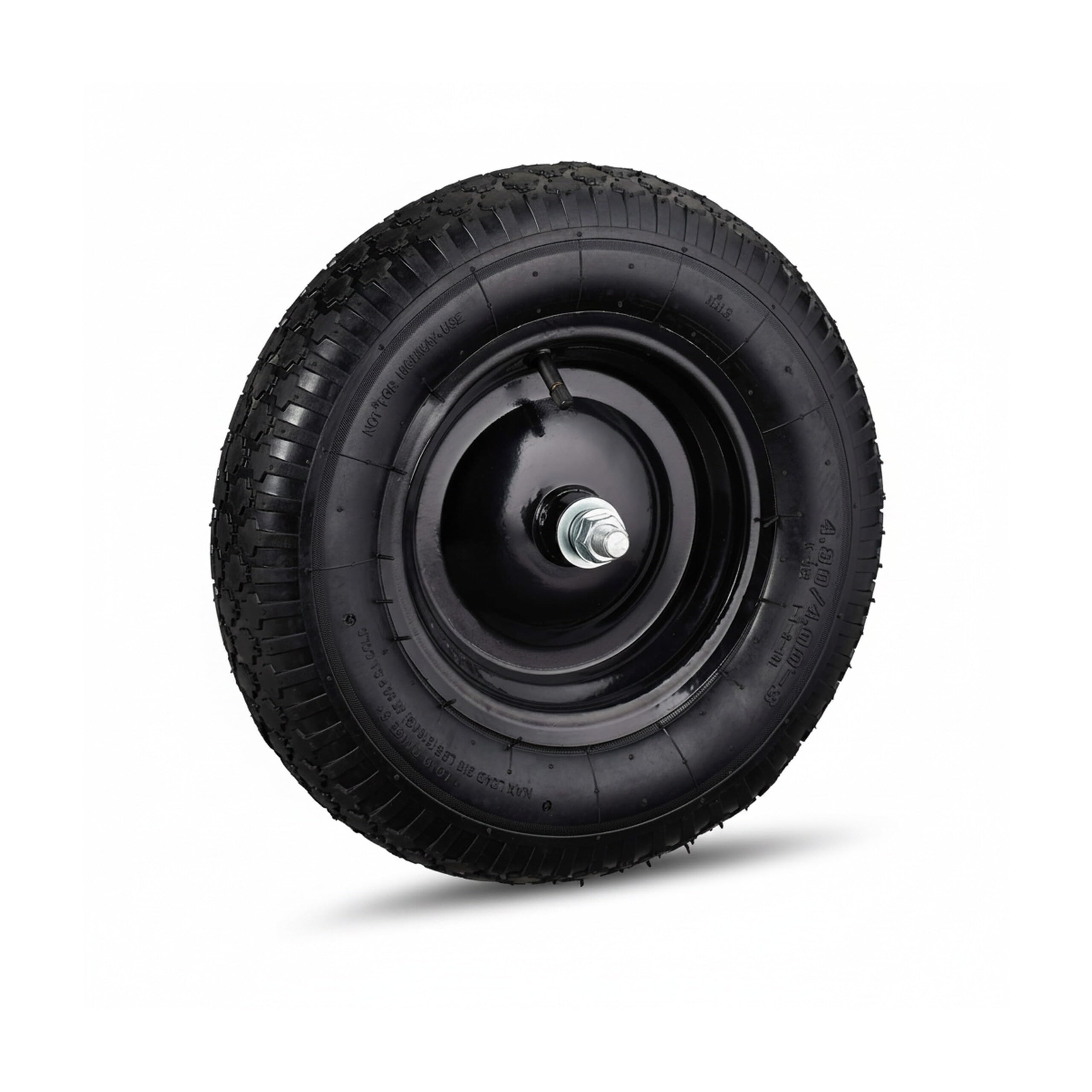 Relaxdays Ruota per Carriola 4.80 4.00-8 Pneumatico ad Aria, Cerchione in Acciaio, con Valvola, Max. 120 kg, Nero