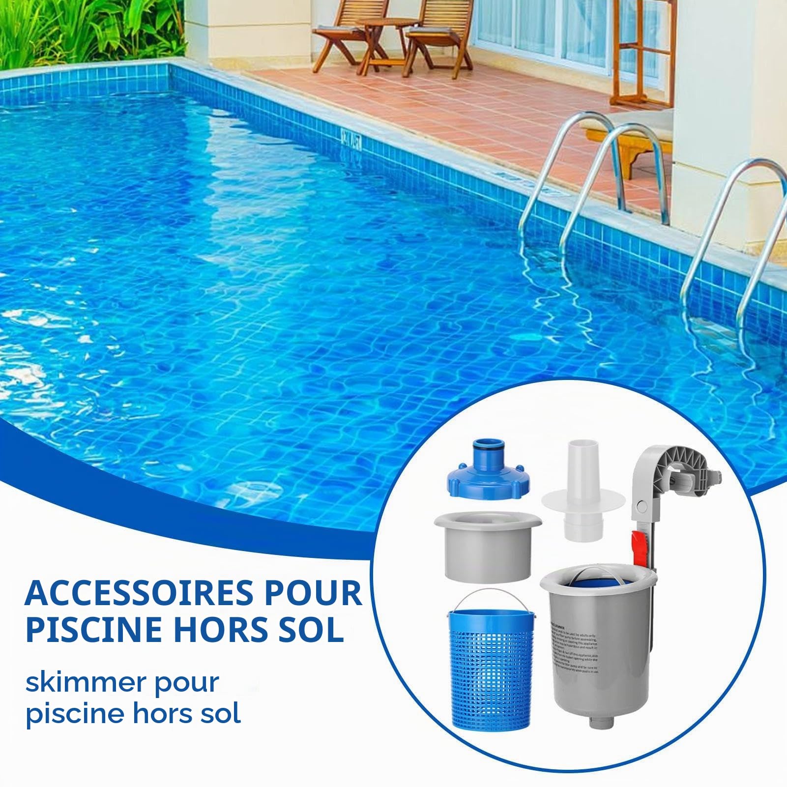 Skimmer De Piscine Automatique Murale (45x20cm, 1400g) - Nettoyage sans Effort des Débris pour Piscines Tubulaires, Gonflables - Accessoire De Jardin Extérieur