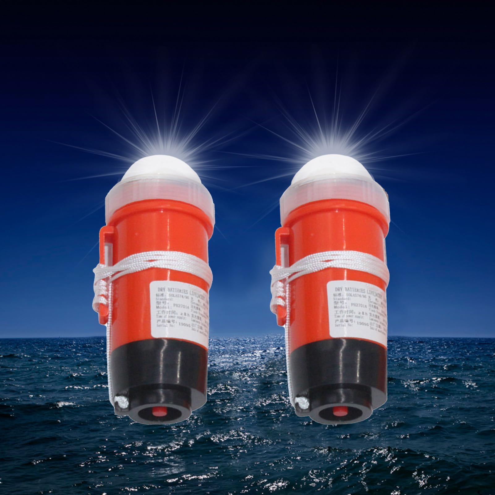 Generic 2 luci stroboscopiche a LED - Luce di segnalazione marina impermeabile e luminosa, faro di sicurezza per giubbotti di salvataggio