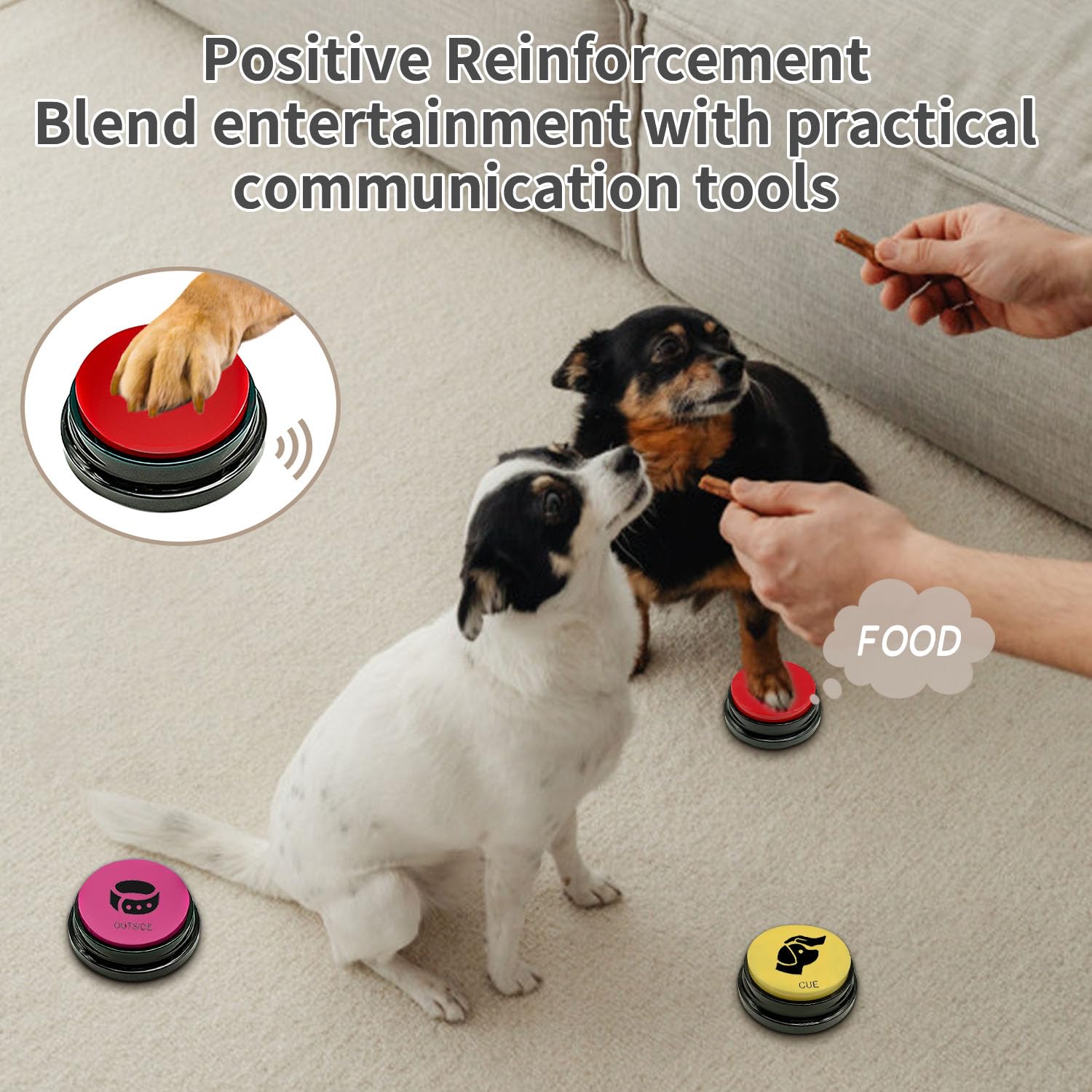 Pulsanti Per Addestrare Il Cane A Parlare - 4 Pulsanti Con Registrazione 30 Secondi, 50 Adesivi, Giochi Interattivi