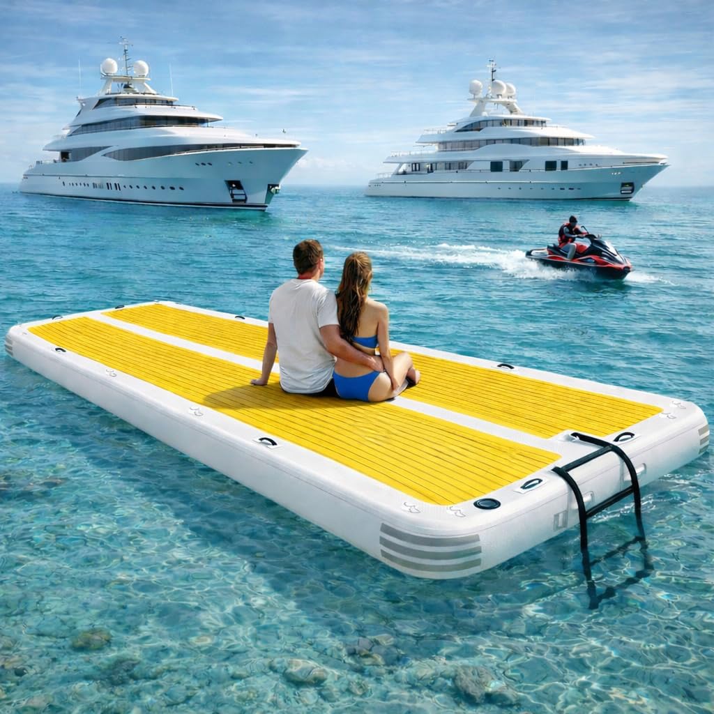 Danrelax Inflatable Floating Dock Series Inflatable Dock Floating Platform Lake Floats for Adults Floating Island for Lake Mesh Swim Net EVA Non Slip