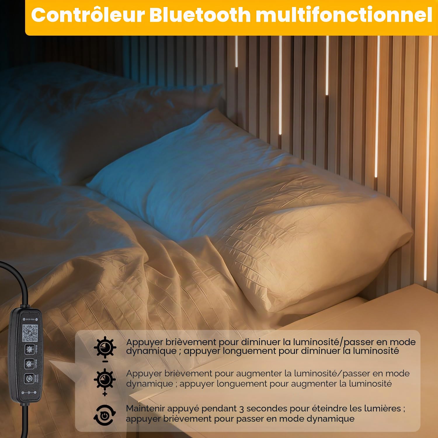 SHUNLEE 6 LED pour Panneau Acoustique Bois, Bluetooth Intelligent Noir Encastré Acoustic Panels Strip, 2700K Blanc Chaud Ruban LED pour Panneau Mural Bois, Muraux et Armoires (40cm*2+60cm*2+90cm*2)