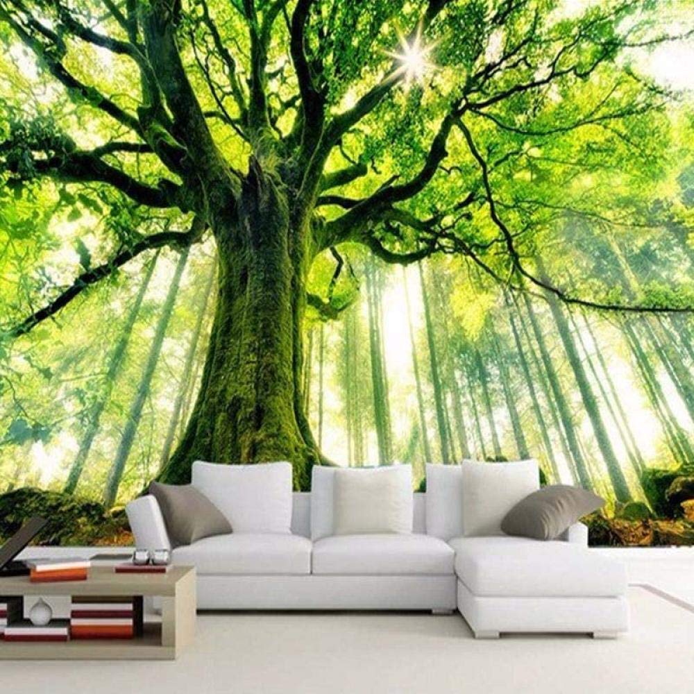 Foto Personalizzata Carta Da Parati Verde Foresta Albero Paesaggio Murale Papel De Parede 3D Soggiorno Moderno Camera Da Letto Tv Sfondo Pittura Murale Wall 400Cm(W)×280Cm(H)