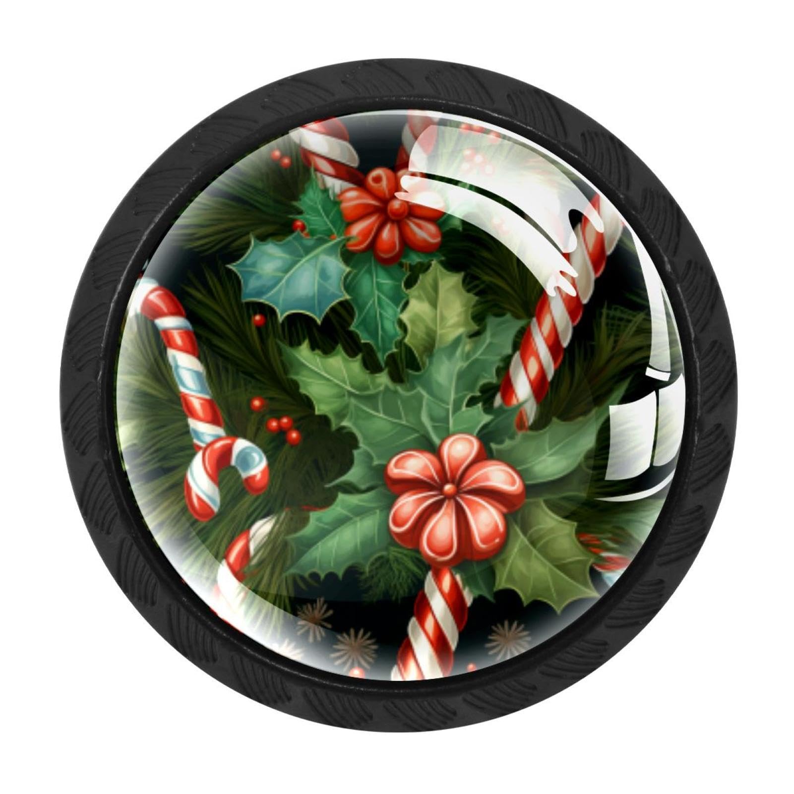 CHENZZZZ 4 Pieces Christmas Crutch Kitchen Cabinet Knobs Drawer Knobs Dresser Knobs Black Knobs Drawer Pulls Dresser Drawer Handles Knobs for Dresser Drawers