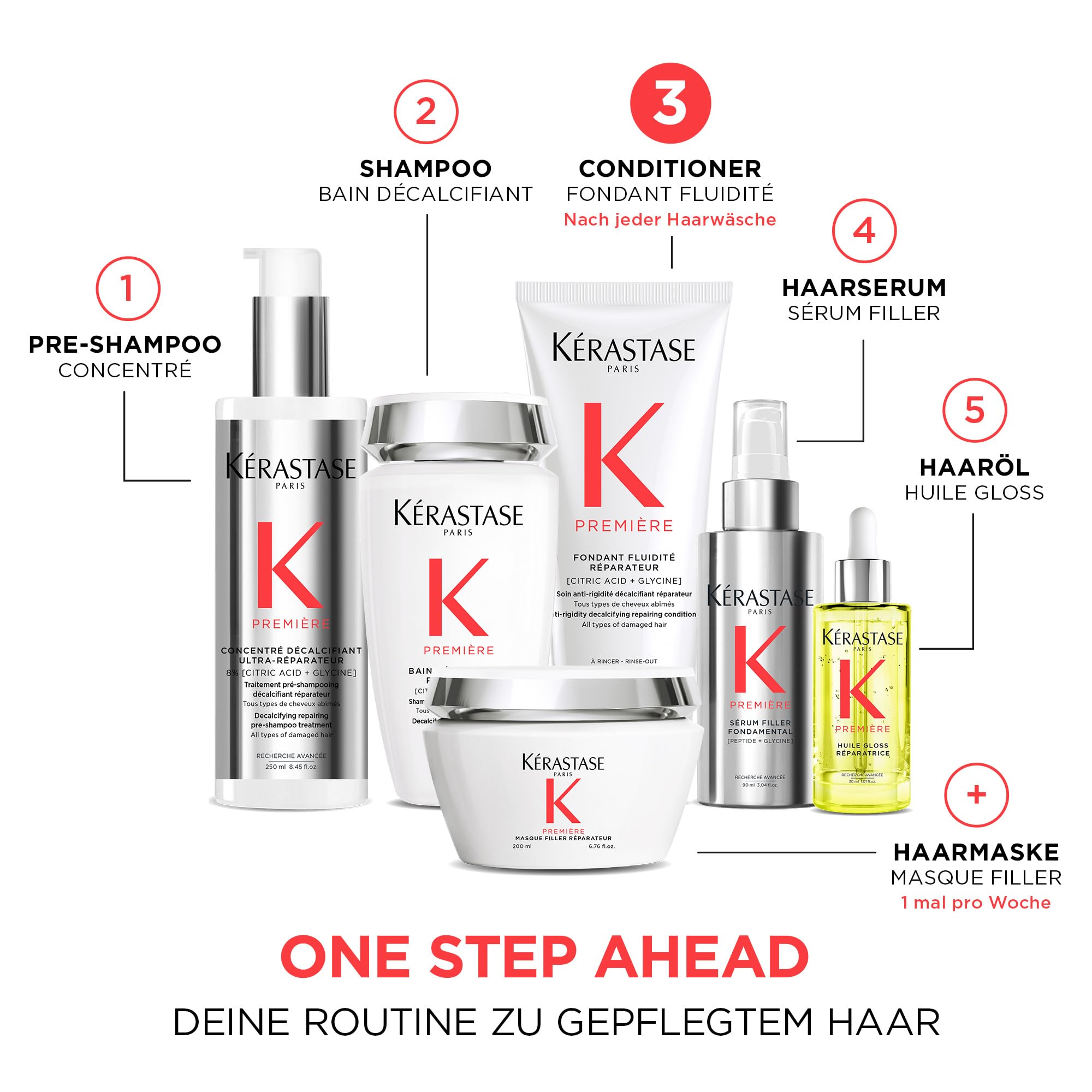 Kérastase Première, Reparierende und kalziumreduzierende Spülung für geschädigtes Haar, Mit Zitronensäure und Glycin, Fondant Fluidité Réparateur Conditioner, 200 ml