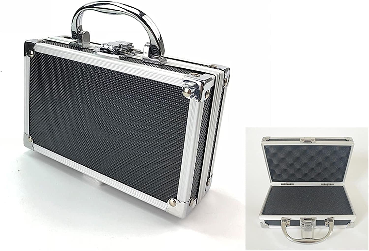 GLETSF Storage Tool Box Tool Box Aluminum Tool Box Portable Instrument Box Storage Suitcase Travel Luggage Organizer Case Tools Lining Two Size Tool Box-S