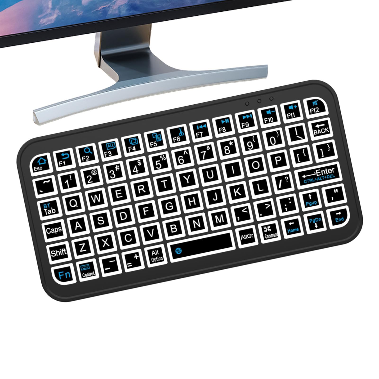 Mini-diseño de Teclado inalámbrico, luz de Fondo RGB | Teclado de Viaje Compacto con función de luz de Color, Teclado de bajo Ruido para Insertos de teléfonos Inteligentes y tabletas