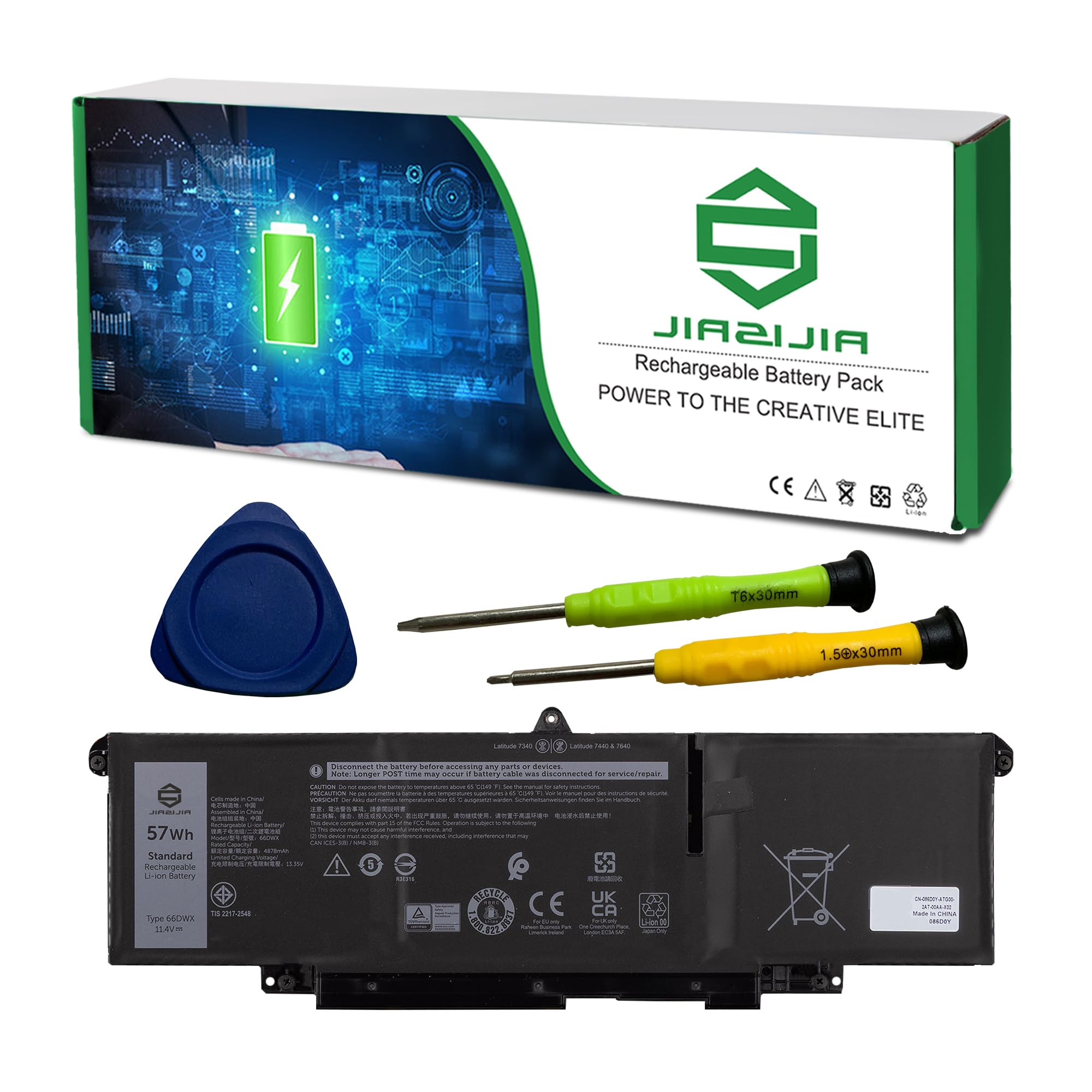 66DWX 086D0Y Laptop Battery Replacement for Dell Latitude 7340 7350 7440 7450 7640 7650 Series Notebook 86D0Y 00HYH8 0HYH8 11.4V 57Wh 4878mAh