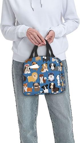 Miniatura 24 de Fiokroo Bolsa de almuerzo aislada con patas y huesos de perro, huellas de animales, reutilizable, impermeable, bolsa de almuerzo para escuela, Patas