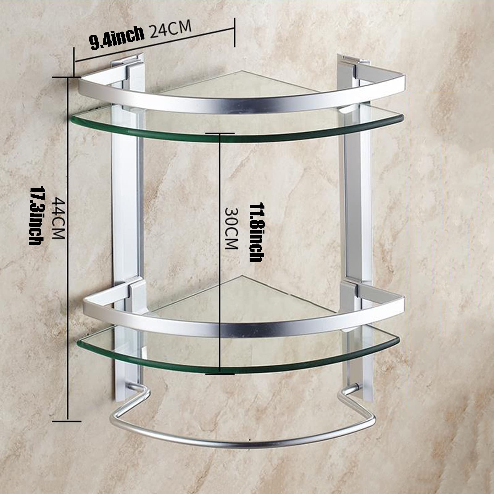 Estante De Ducha, Estante De Esquina para Baño, Estante De Ducha De Esquina De Vidrio para Baño, Estante De Ducha De Aluminio Space con Toallero, Estante De Vid(Estilo1)