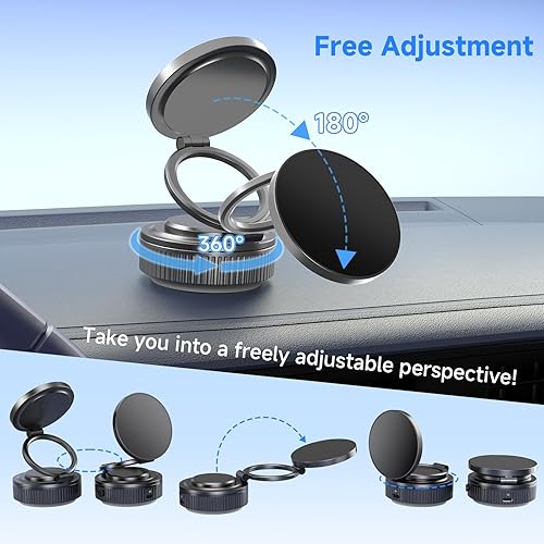 Miniatura 5 de Soporte magnético para teléfono de automóvil al vacío, rotación de 360 y ajuste de 540, ajuste universal para todos los vehículos y teléfonos