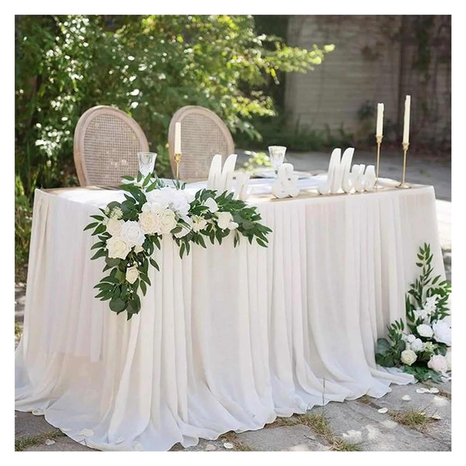 Künstliche Eukalyptus-Girlande mit weißen Rosen, Pfingstrosen, Eukalyptussträngen for Hochzeit, Geburtstag, Party, Haus, Garten, Dekoration(1pc White Rose)