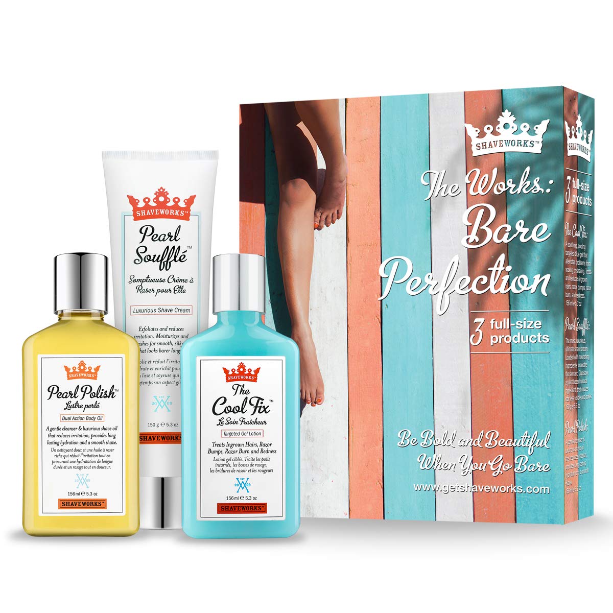 ShaveworksThe Works Bare Perfection Kit For Unisex 3 Pc