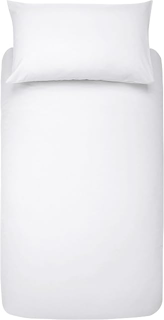 AmazonBasics Microfibre Duvet Set, Bright White, 135cm x 200cm / 50cm x 80cm x 1