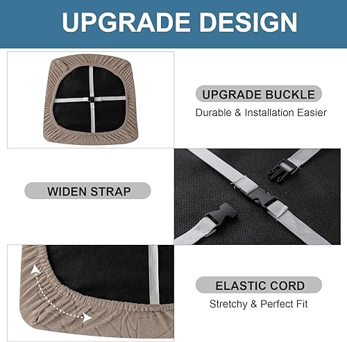 Miniatura 4 de Genina Fundas de asiento impermeables para sillas de comedor, fundas de asiento elásticas para sillas de comedor, extraíbles y lavables, fundas de
