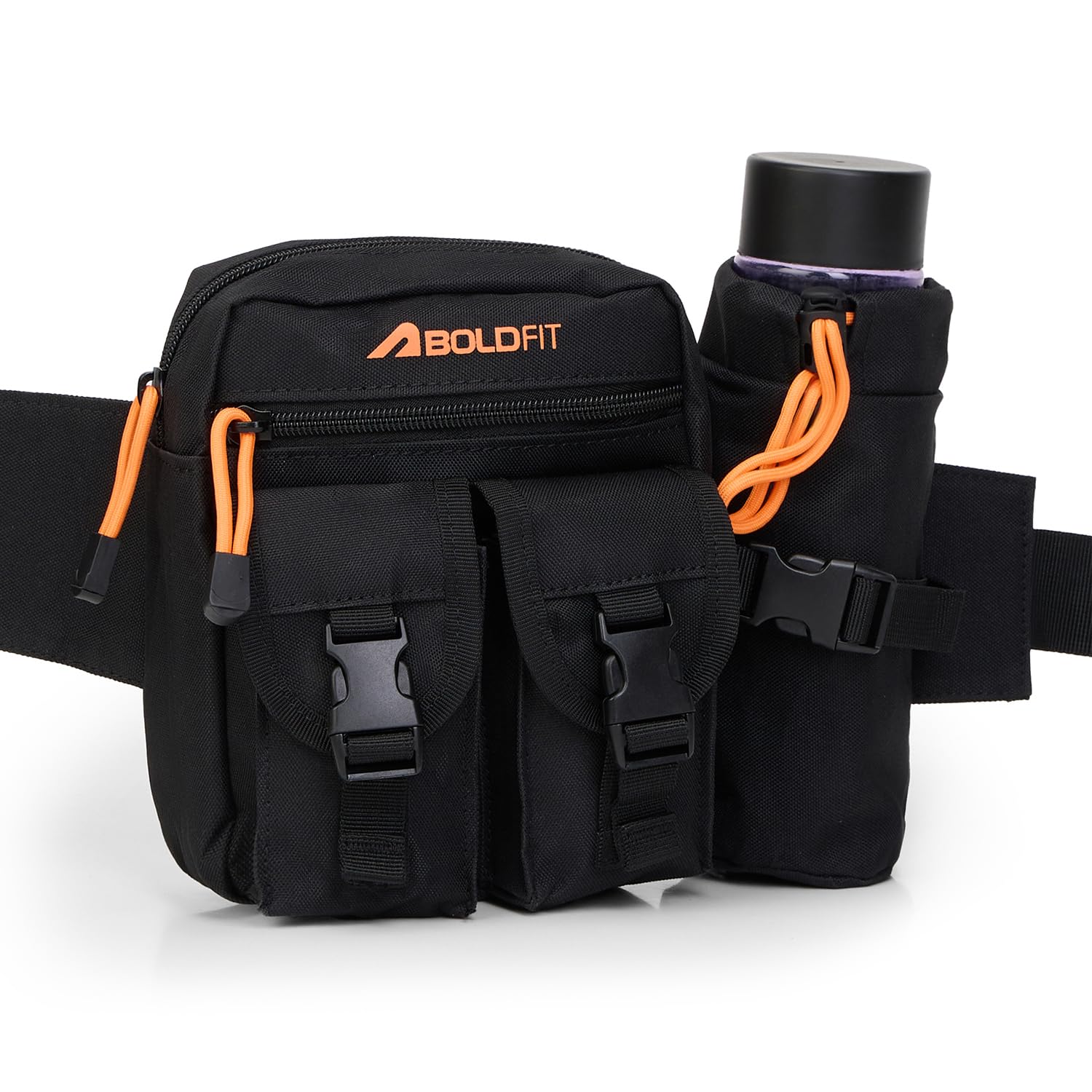 Boldfit Waist Bag for Man Multipurpose Waist Bag for Woman, Travel Fanny Pack with Adjustable Strap, Multiple Compartments, Crossbody Tactical Durable Design for Hiking, Cycling, Gym & Daily Use