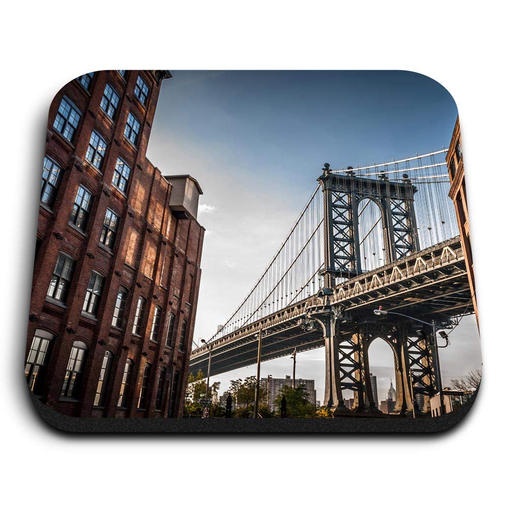 Destination Vinyl Ltd Multicolor 1 X Square Mdf Fridge Magnet - Manhattan Bridge Usa America 8930