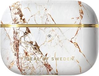 iDeal of Sweden Funda para AirPods Pro, compatible con AirPods Pro, cargador Qi, LED visible en la parte frontal (Carrara Gold)