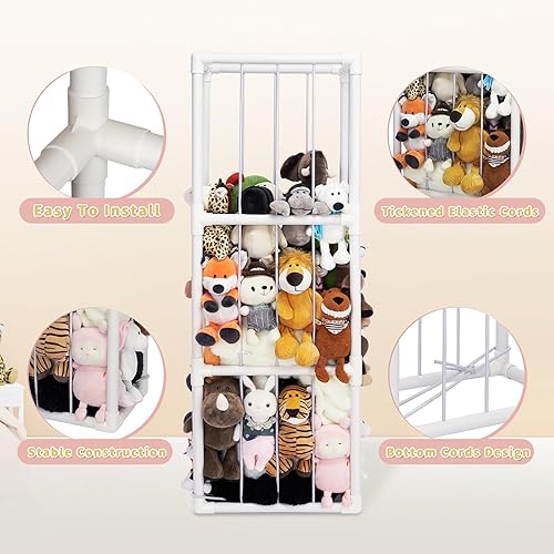 Miniatura 5 de HOUSE AGAIN Zoológico de animales de peluche, almacenamiento extra grande de animales de peluche, ahorro de espacio para soporte de juguetes de