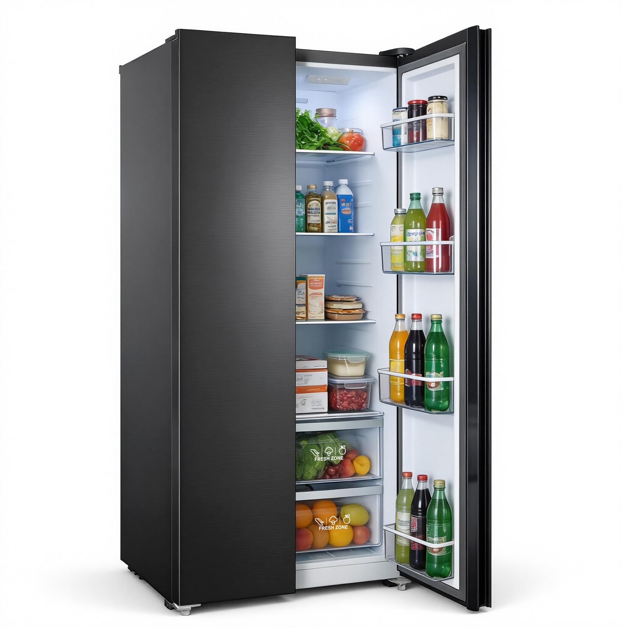 Iceblue 20.7 Cu.Ft. Side-by-side Refrigerators, 36" Full Size Refrigerator, Zoning Temperature Control Beverage Refrigerator with Freezer, Frost Free Beverage Fridge - Black Stainless Steel | Fridge.com