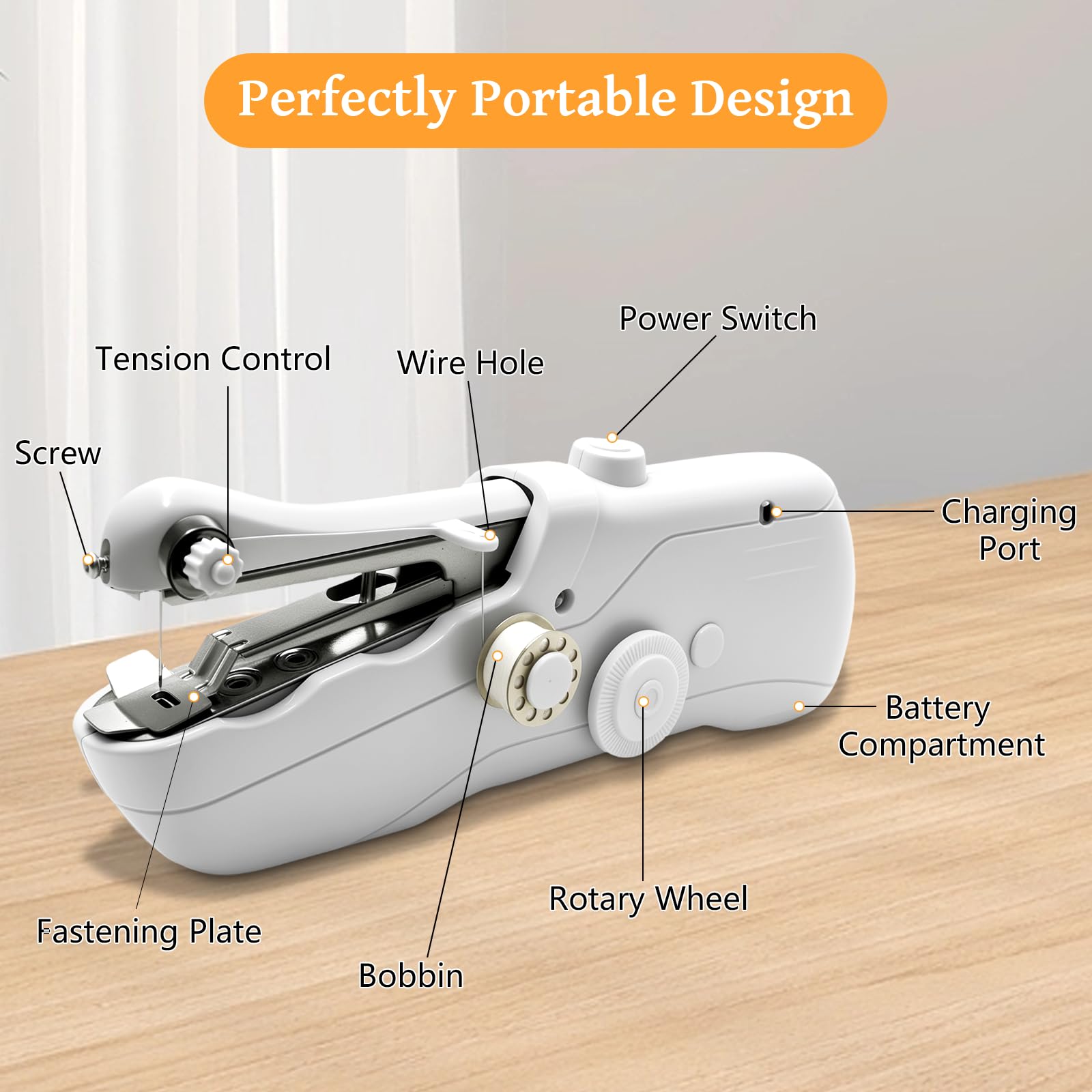 Máquina de Coser Portátil, Minimáquina de Coser Eléctrica de Costura Rápida para Principiantes y Adultos, Mini Costura Eléctrico con Kit de Costura para Coser Ropa, Viajes Familiares y Bricolaje