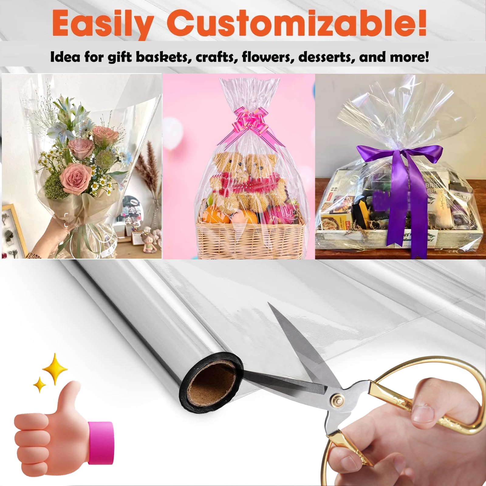 45CM X 15M Klare Cellophan Rolle - Geschenkpapier Für Blumen