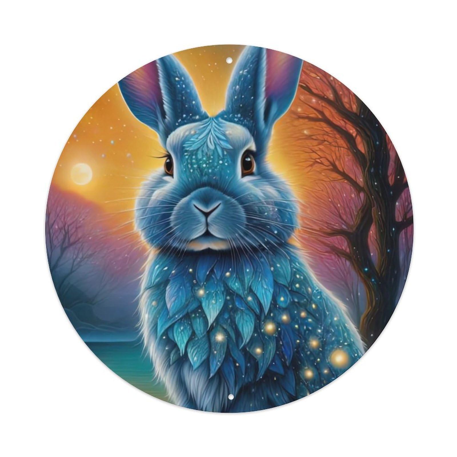 Animal Artwork Magical Rabbit Vintage Metal Tin Sign Plaque Wall Decor for Cafe, Club Bar, Office, Garden Metal Poster 8x8Inch