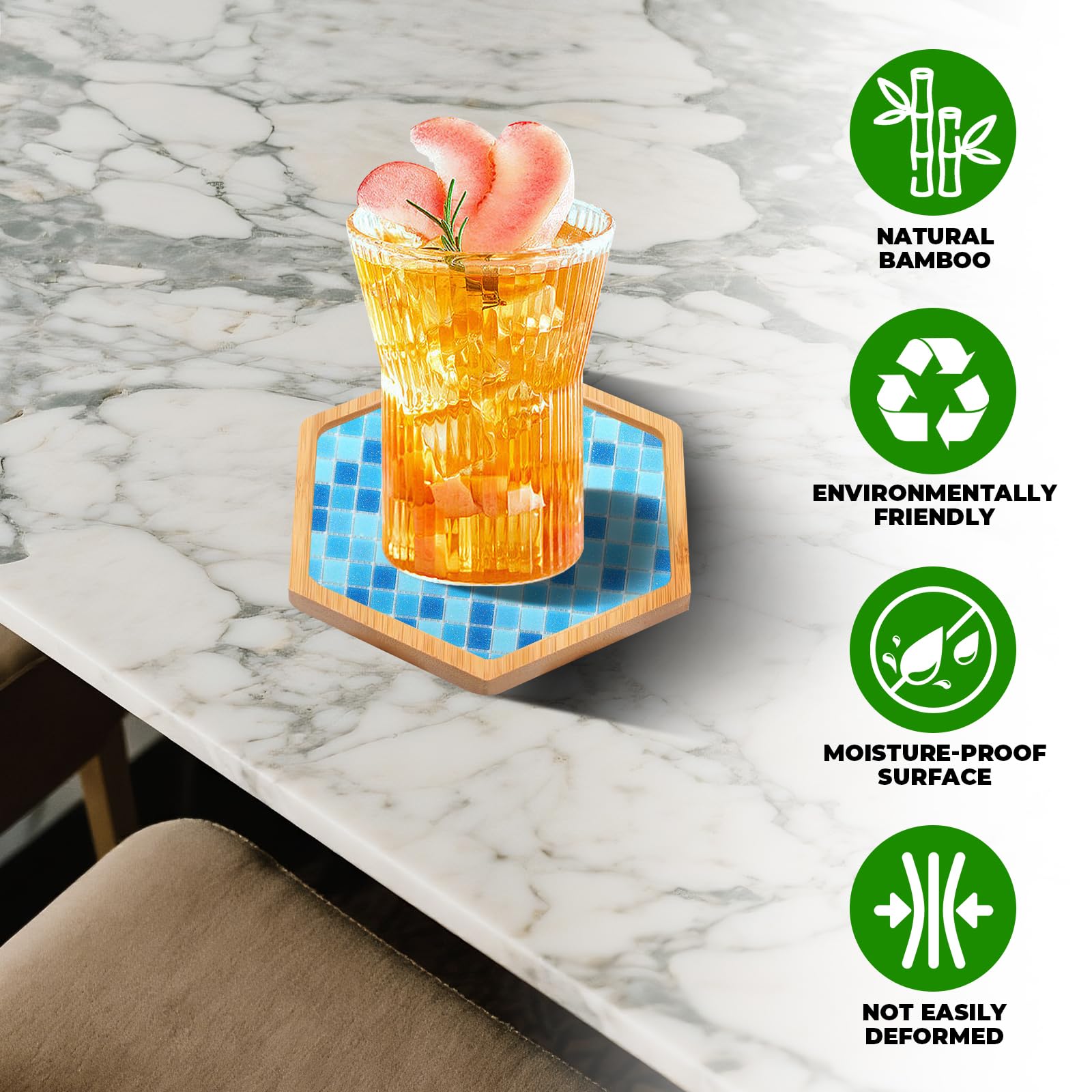 Posavasos de Bambú Hexagonales 8 Piezas para Manualidades