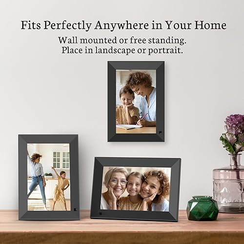 Miniatura 6 de BSIMB - Portarretratos digital de 8 pulgadas con pantalla táctil, portarretratos electrónico mediante Wi-Fi con pantalla HD de 1280 x 800, álbum de