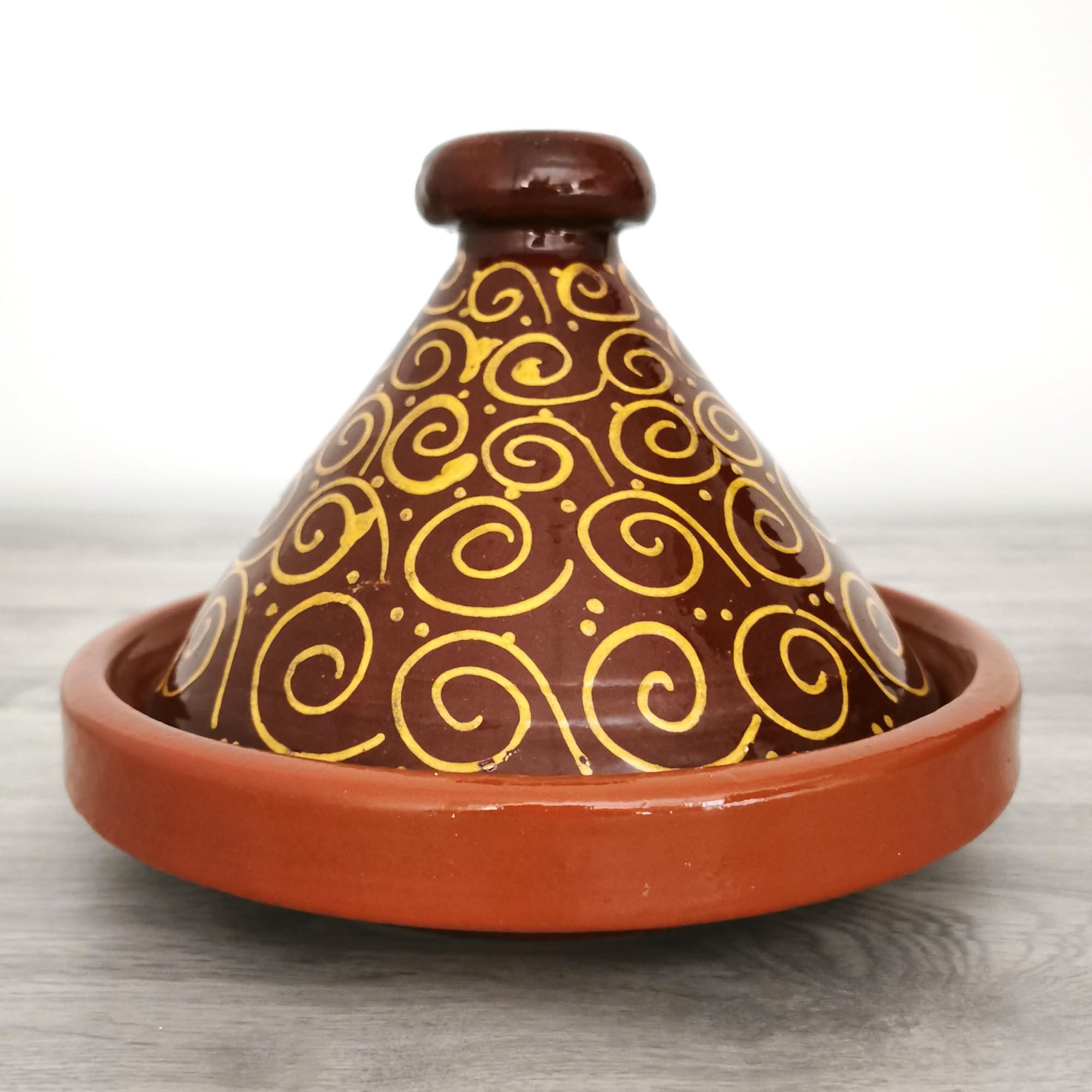 Marokkanische Tajine, Kochtopf, Gartopf, Schmortopf aus Marokko Glasiert, für 2-4 Personen, Original Tontopf handgetöpfert aus Marrakesch