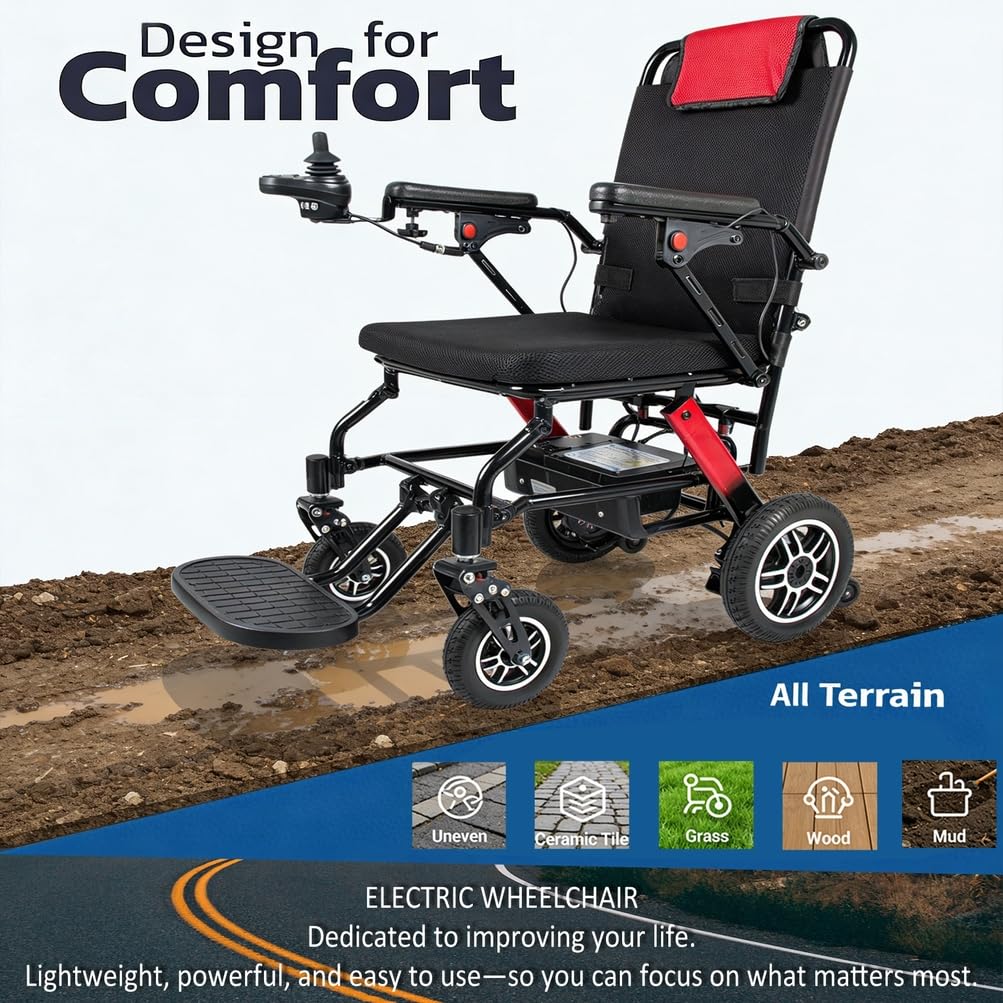 Silla De Ruedas Eléctrica Plegable Ultraligera De 230 De Capacidad con Alcance Largo De 20 Millas, Scooter De Movilidad Portátil Todo Terreno con Asiento Cómodo para Viajes Y Uso Diario