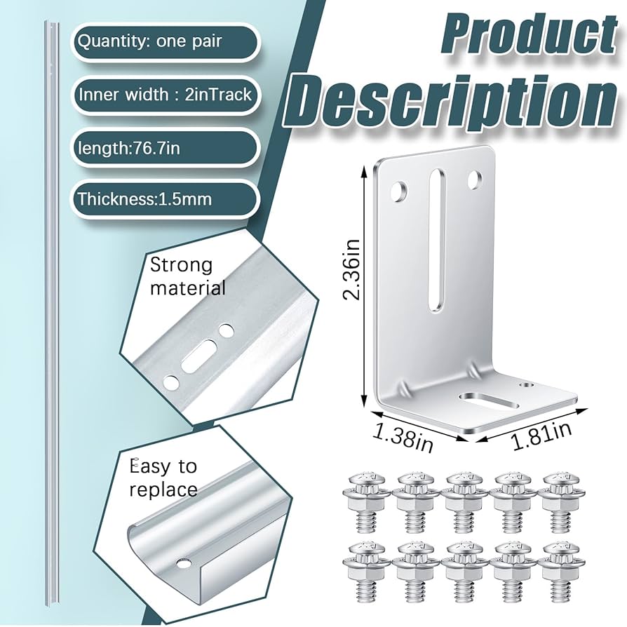 Tandefio 2 Pcs Garage Door Vertical Track Replacement with 6