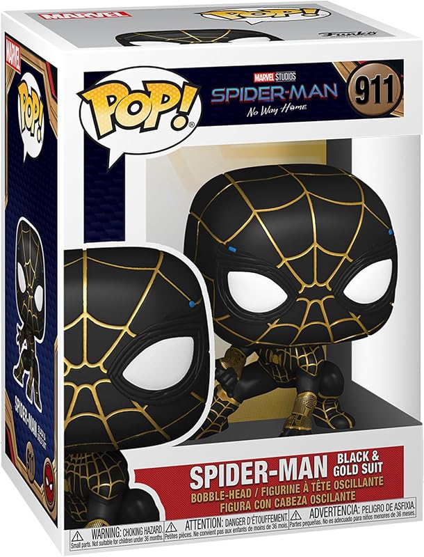 Funko POP Marvel: Spider-Man: No Way Home - Spider-Man con traje negro y dorado, 3,75 pulgadas, (56827)