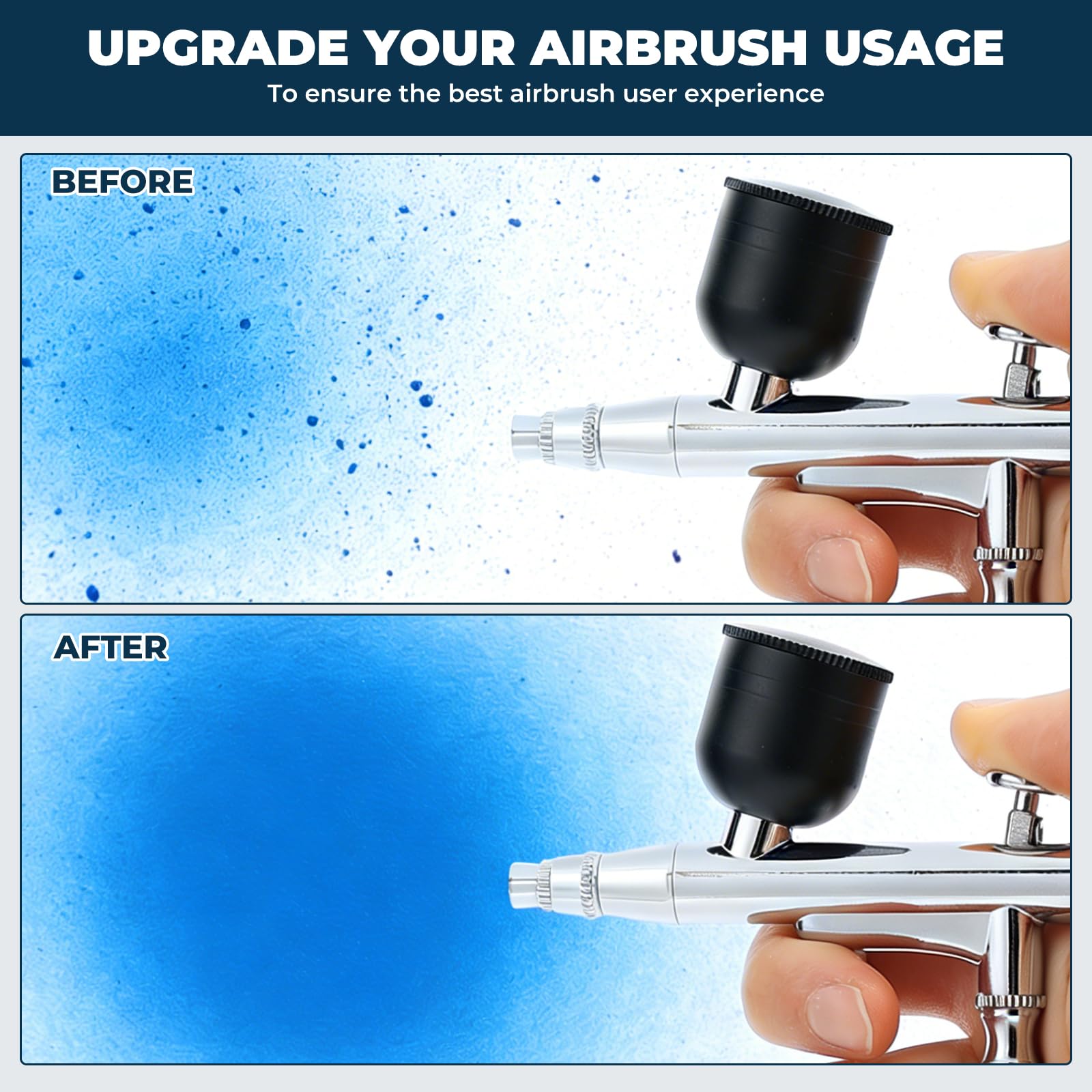 VOBOR 23 Piezas Kit de Limpieza de Aerógrafo, Bote con Soporte 5 Cepillos 5 Agujas 1 Aguja de Lavado 10 Filtro de Algodón 1 Pincel Fino, para Eliminar Pintura de Airbrush — view 7