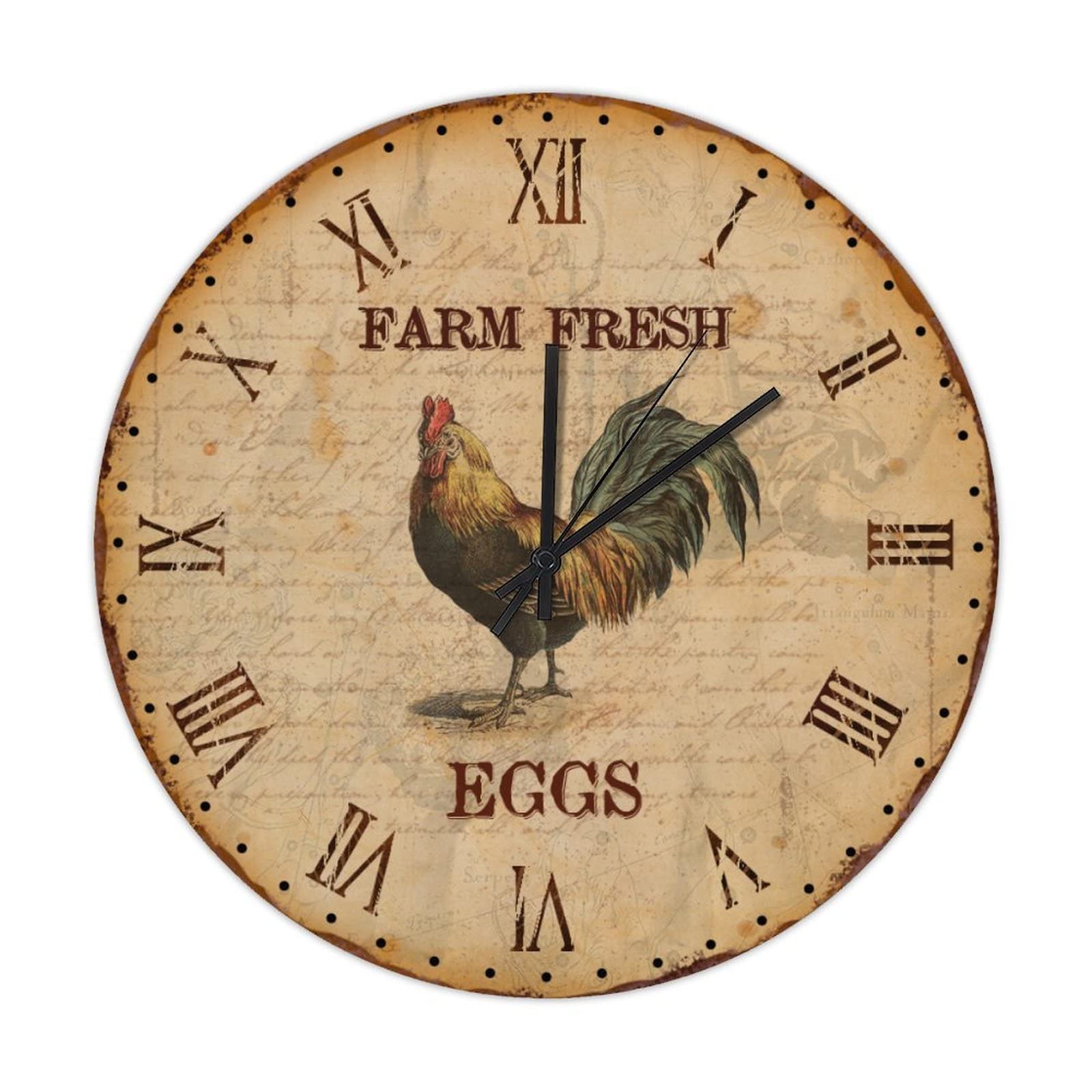 Horloge ronde en bois décoration murale cuisine salon 38cm