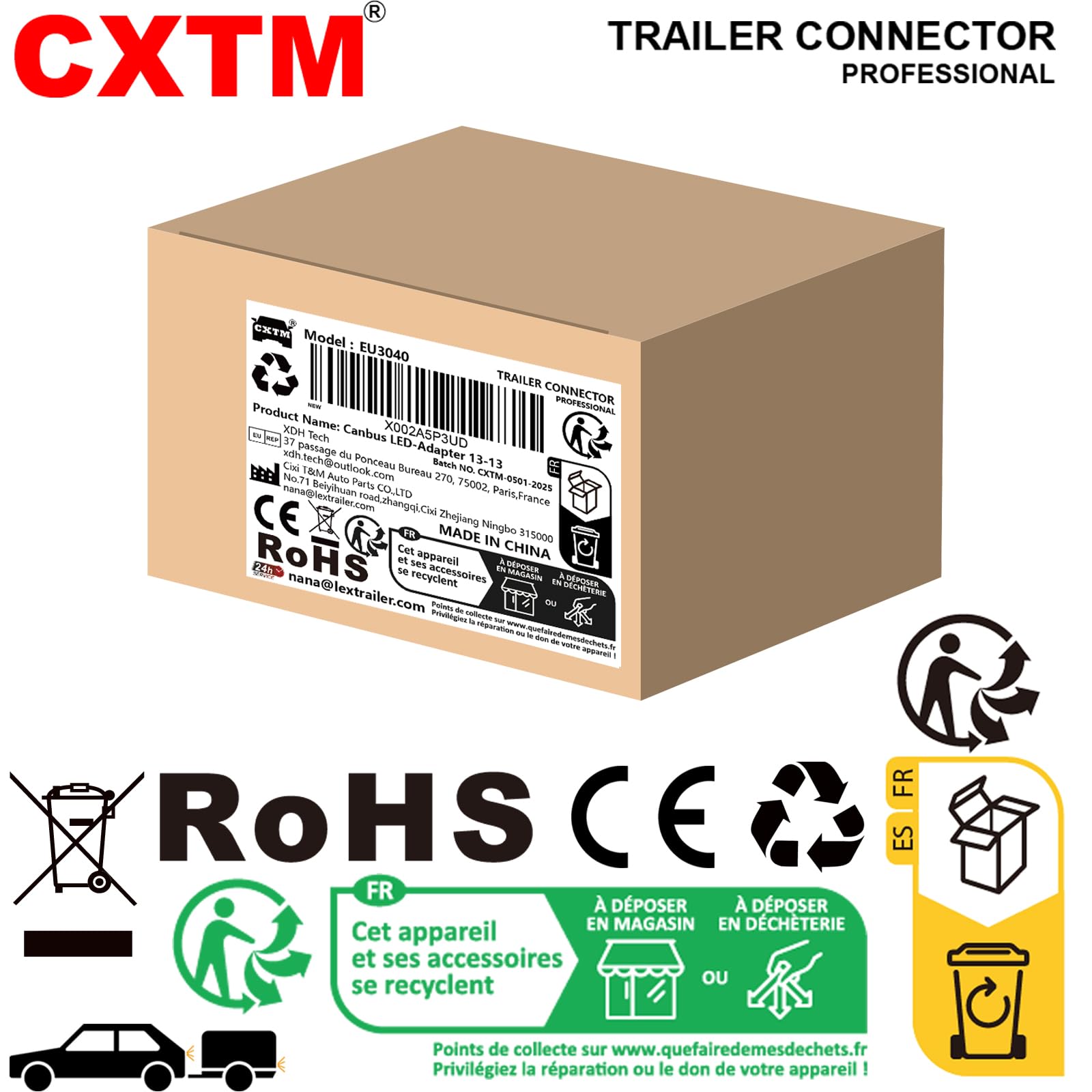 Canbus LED Adapter 13 polig auf 13 Polig Anhänger Adapter 12V Steckdose 13polig - Stecker 13polig mit LED-Beleuchtung für PKW