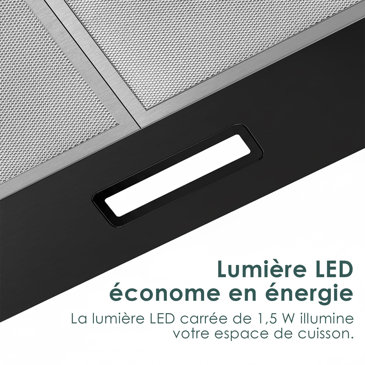 Hotte Aspirante 60cm Classe A, Hotte Cuisine 350m³/h,Évacuation ou Recyclage,Filtre au Charbon Inclus,Hotte Murale,Noir