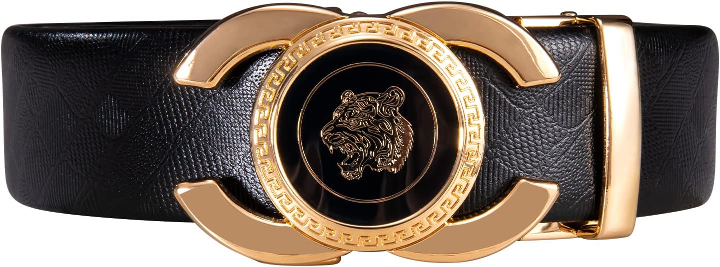 Barry.Wang Designer Mens Belts Leather Ratchet 1 3/8" Adjustable Sliding Buckle Dress Belt Automatic Strap Golf Business - Image 3