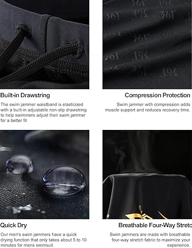 Miniatura 5 de 361 Bañadores tipo jammer para hombre, traje de baño de entrenamiento para carreras profesionales, resistente al cloro y duradero, traje de baño
