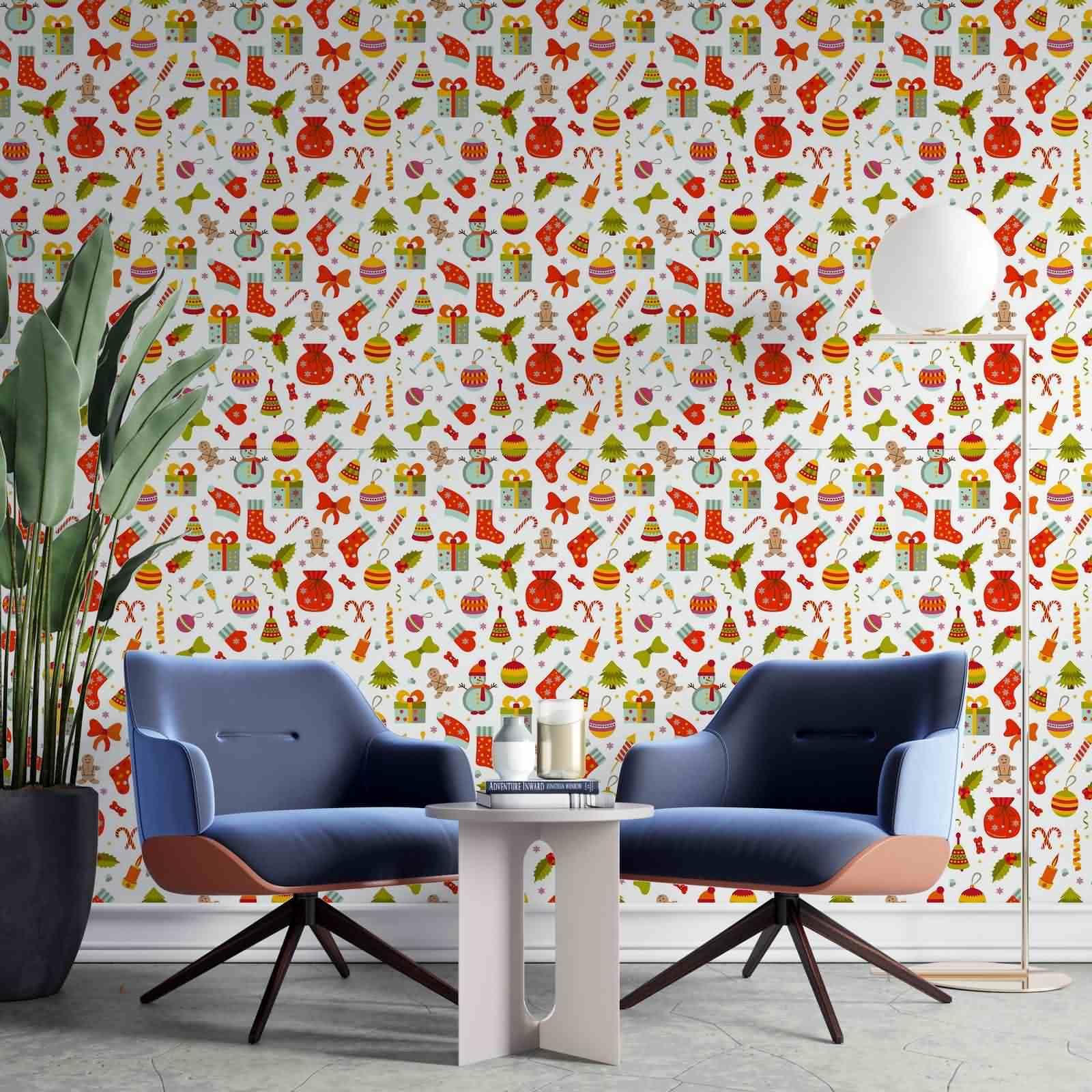 Papel pintado para baño, forro para cajones de cocina, Navidad