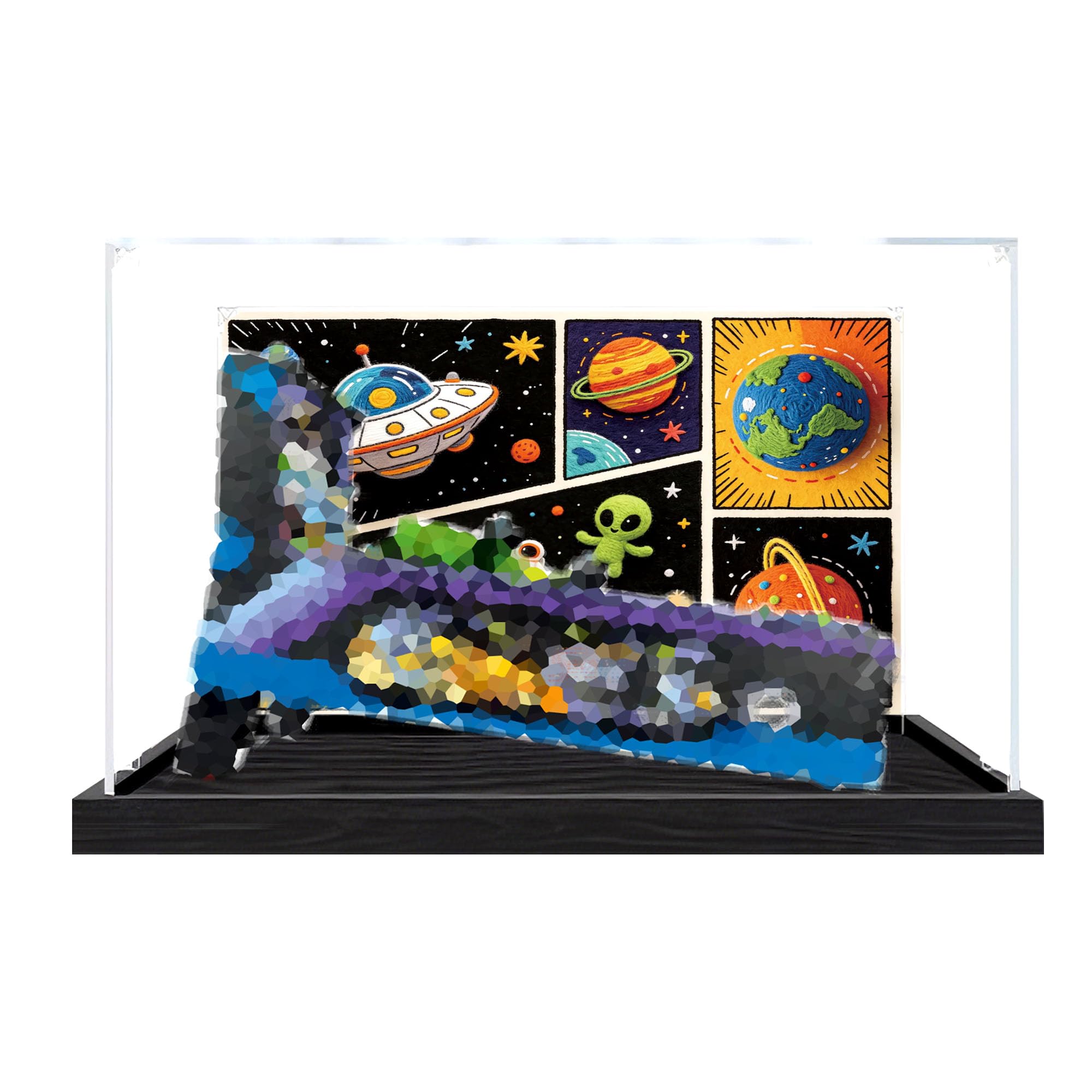Acrylic Display Case for Le-go 11374 Space Pinball Machine Set,Clear Storage Box, Dustproof Protection Showcase (Display Box only, kit not Included) (Black background 1)