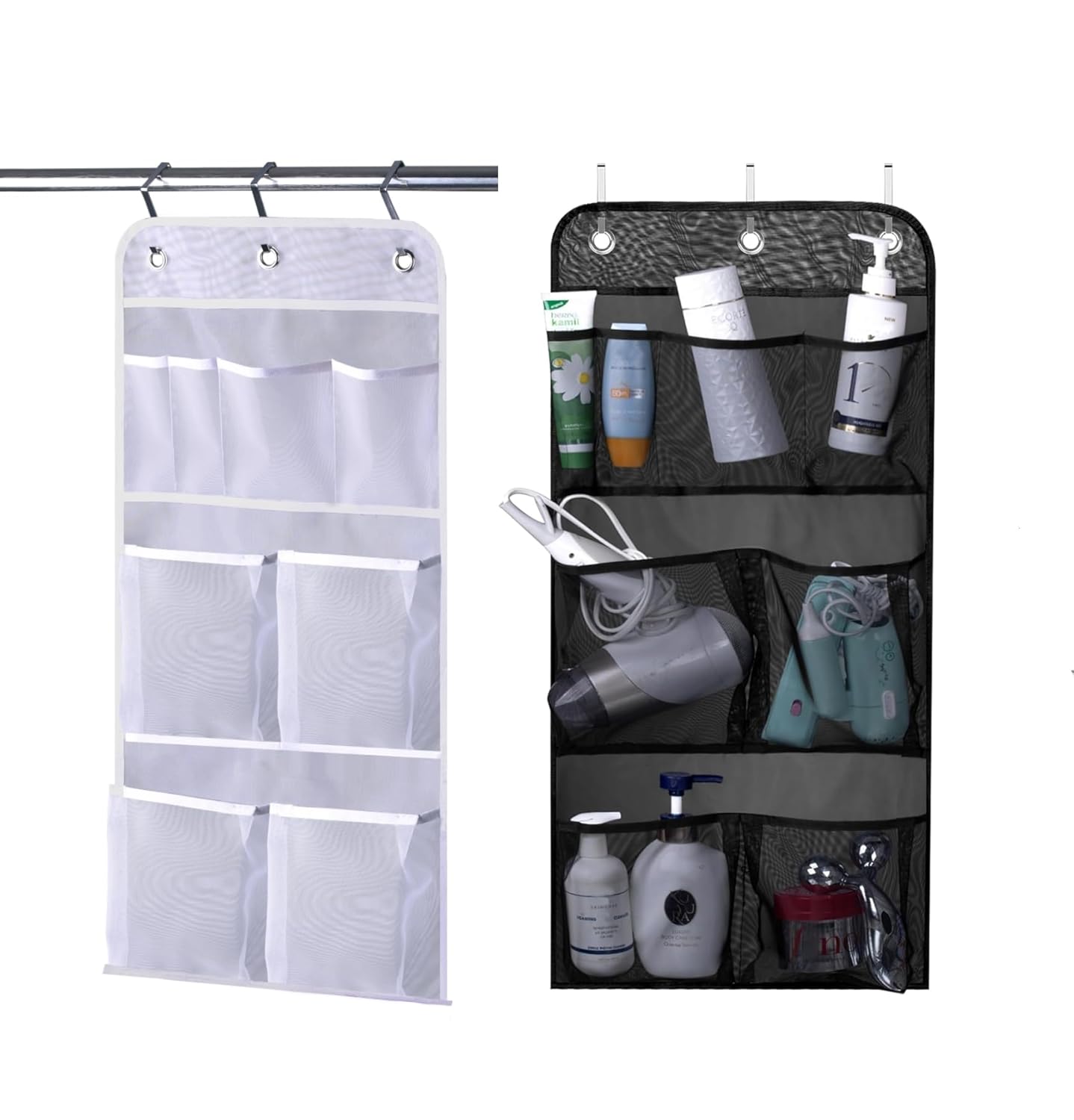 MISSLO Mesh Shower Caddy Hanging for Cruise RV Camper Bathroom Different Pockets Mesh Shower Organizer Travel 2 Pack