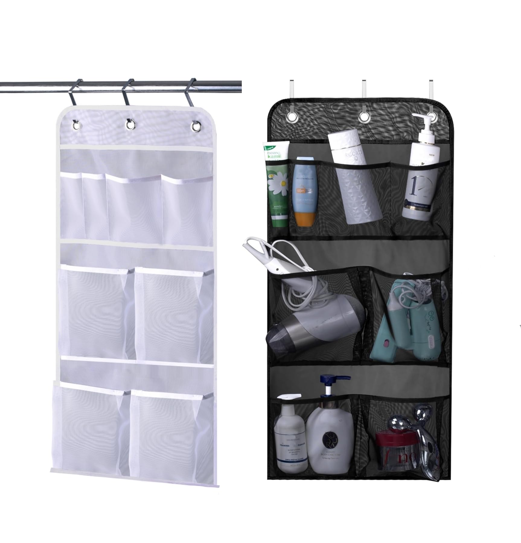 MISSLO Mesh Shower Caddy Hanging for Cruise RV Camper Bathroom Different Pockets Mesh Shower Organizer Travel 2 Pack